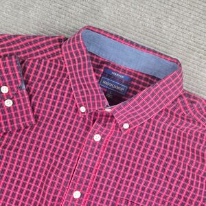 Mason James Mens L Red‎ Plaid Stretch Long Sleeve Button Down Shirt
